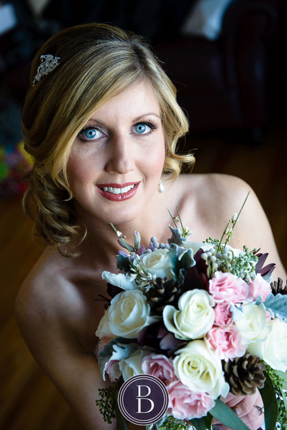 Bride with bouquet portrait