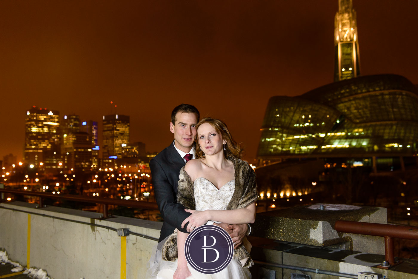 Bride and Groom at The Forks Winter wedding