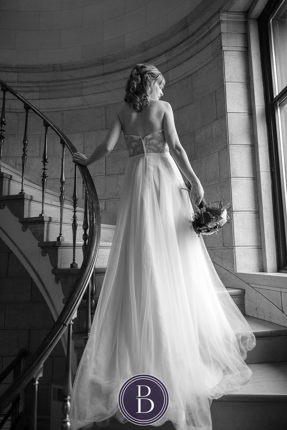 Bridal portrait on the staircase