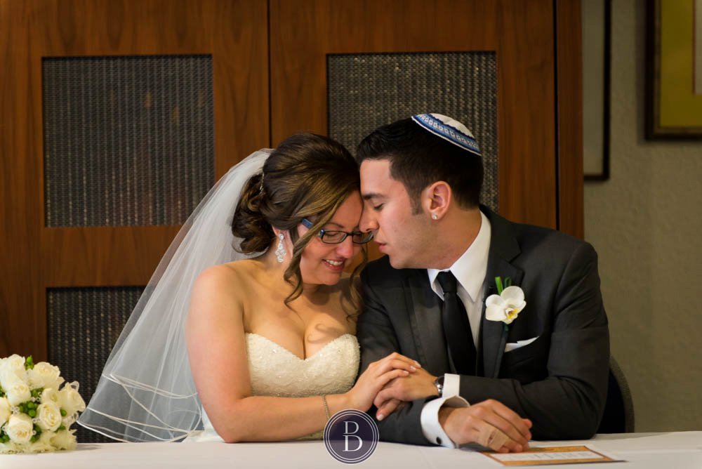 Bride and groom together Jewish wedding ceremony