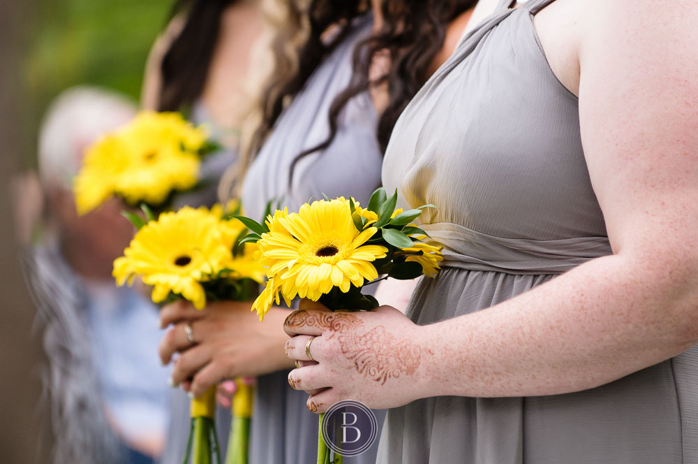 Wedding Ceremony Bridesmaids yellow flowers