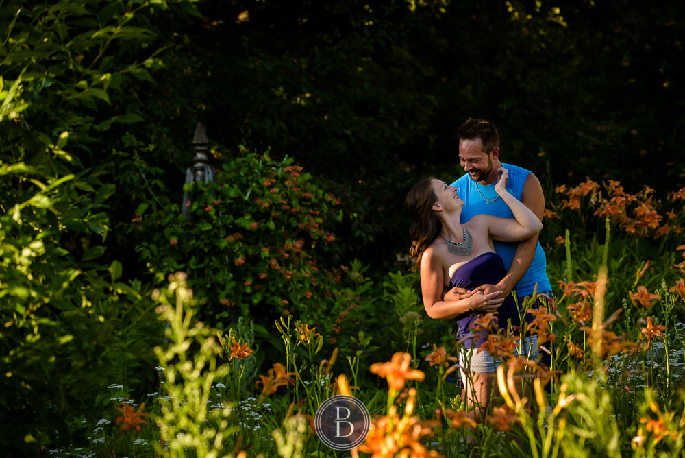 Smiles and in love at the flower garden