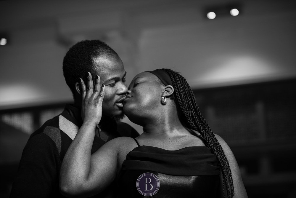 Evening Engagement Photos kiss by couple