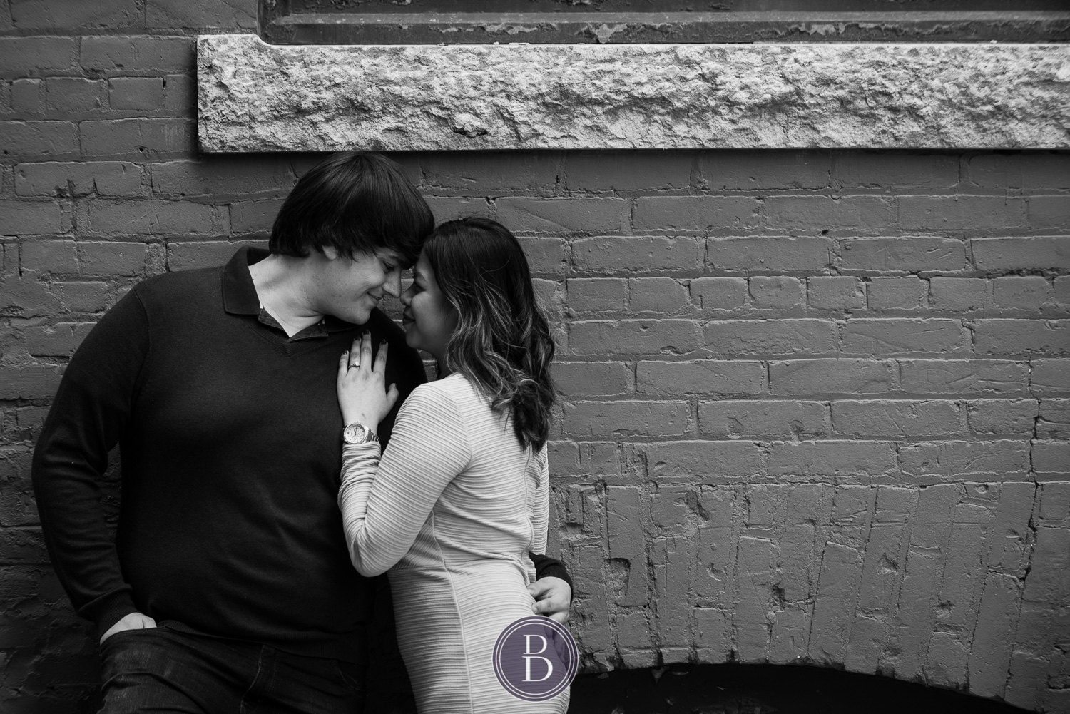 exchange district engagement session couple in love