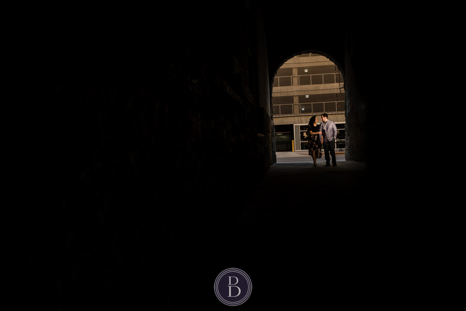 Romantic Engagement Session walk in tunnel