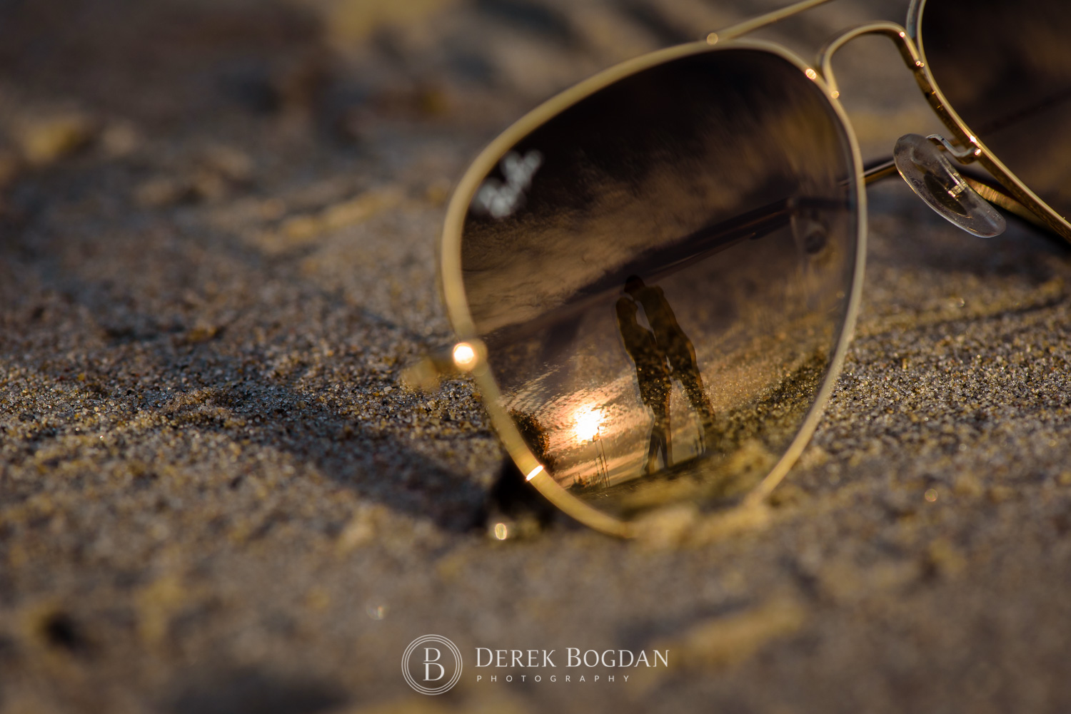 Gimli beach engagement photo session reflection in glasses