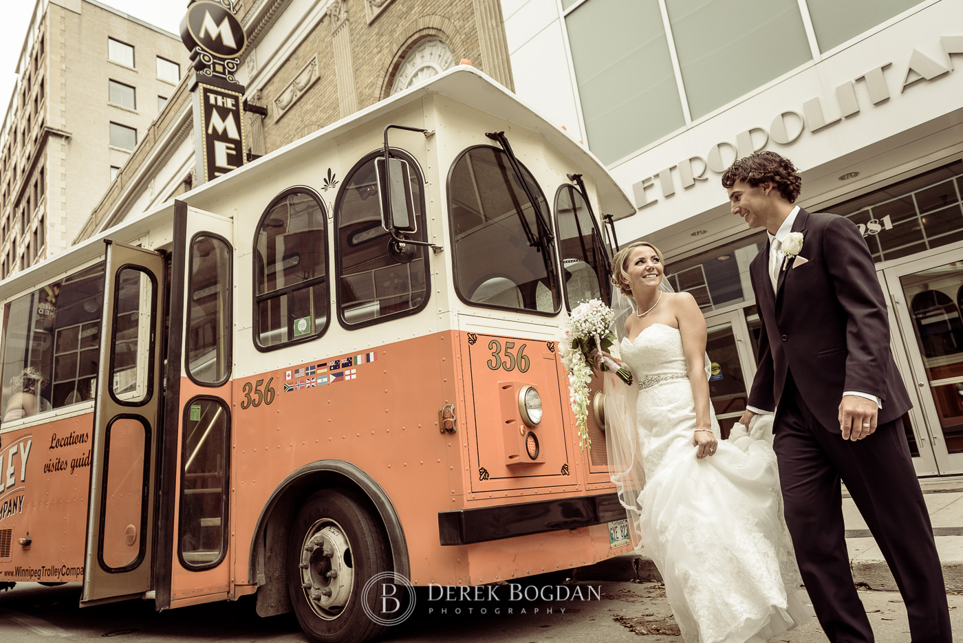 MET wedding bride groom Winnipeg Trolley