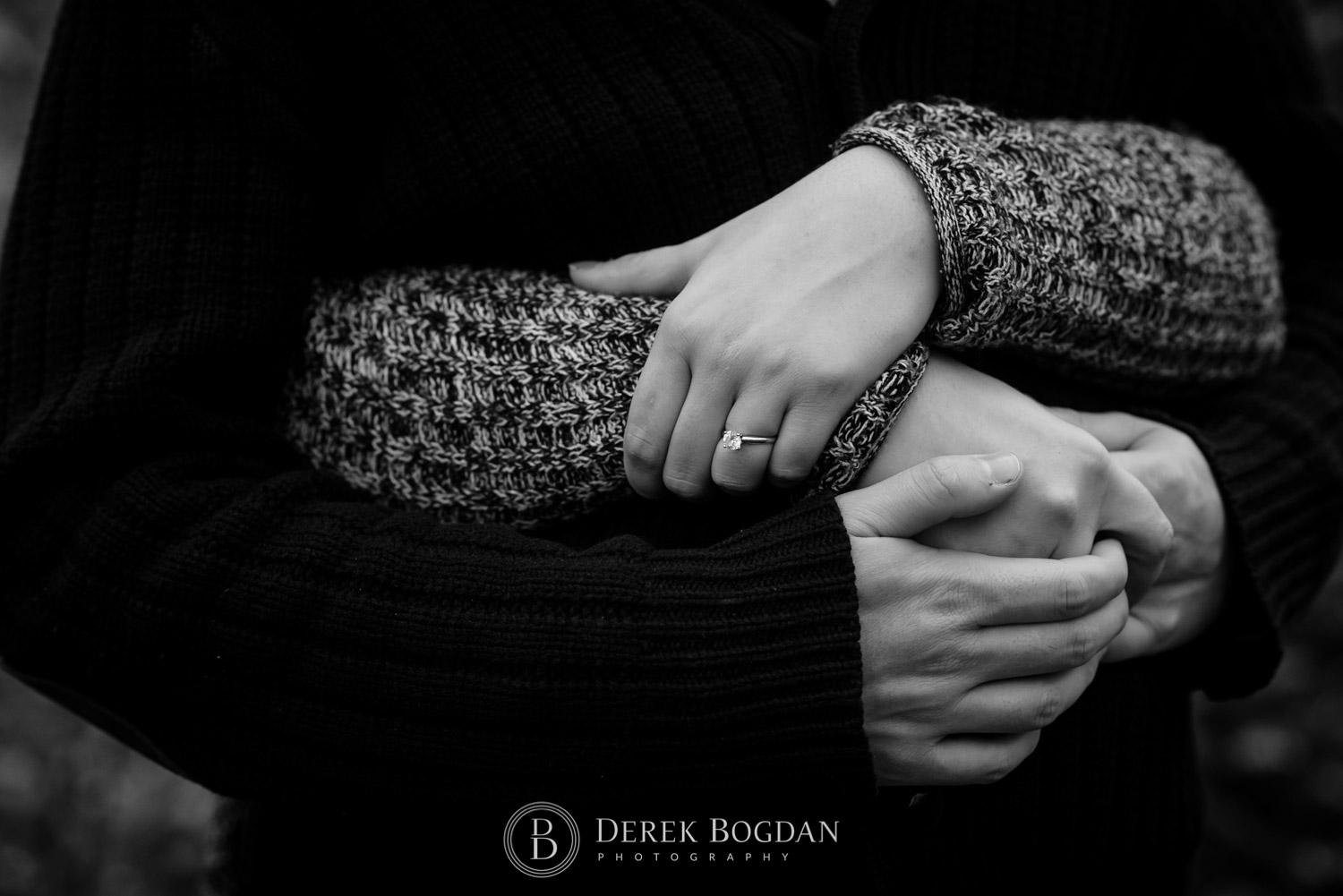 assiniboine forest fall engagement session holding hands
