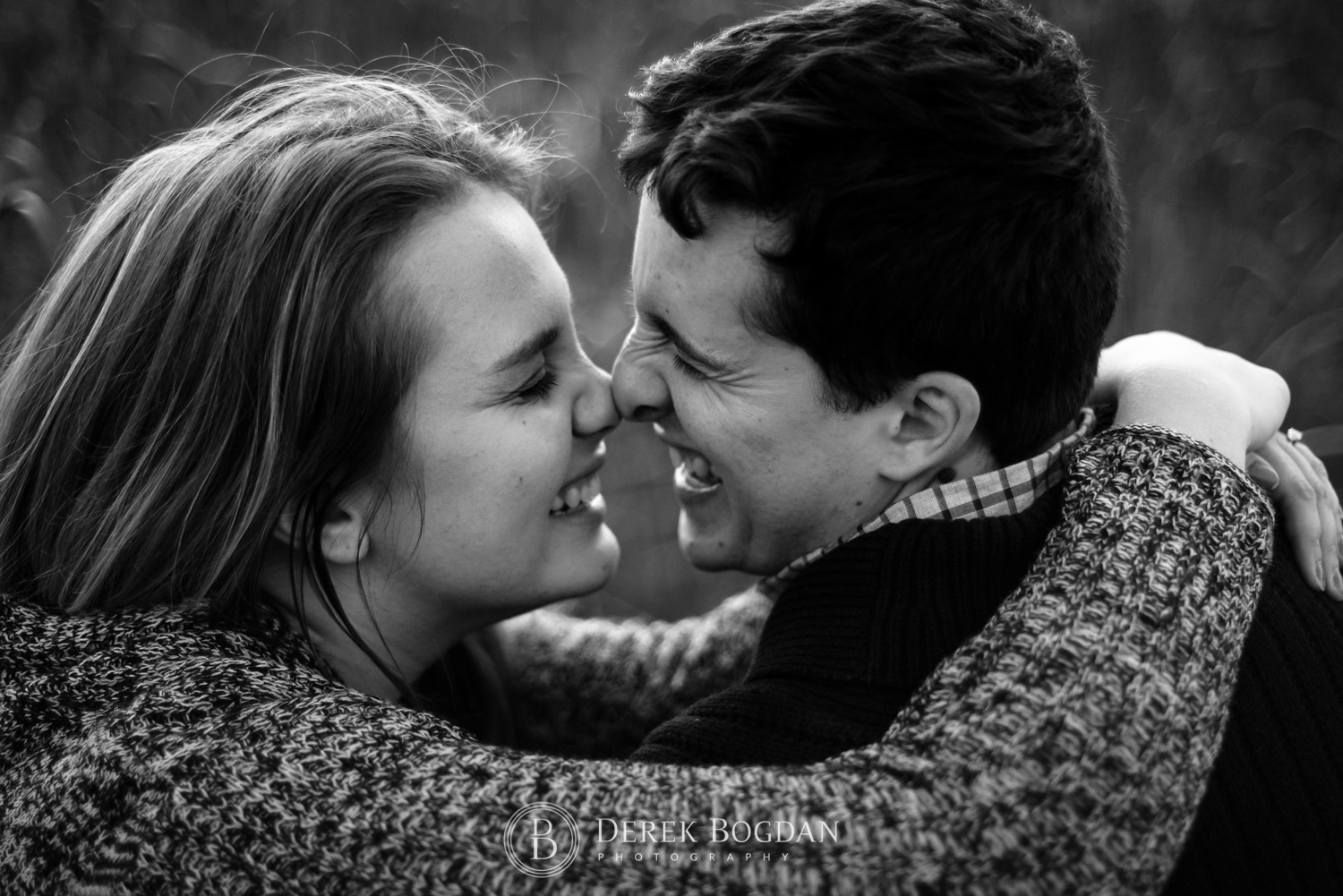 assiniboine forest fall engagement session couple in love smiles portrait
