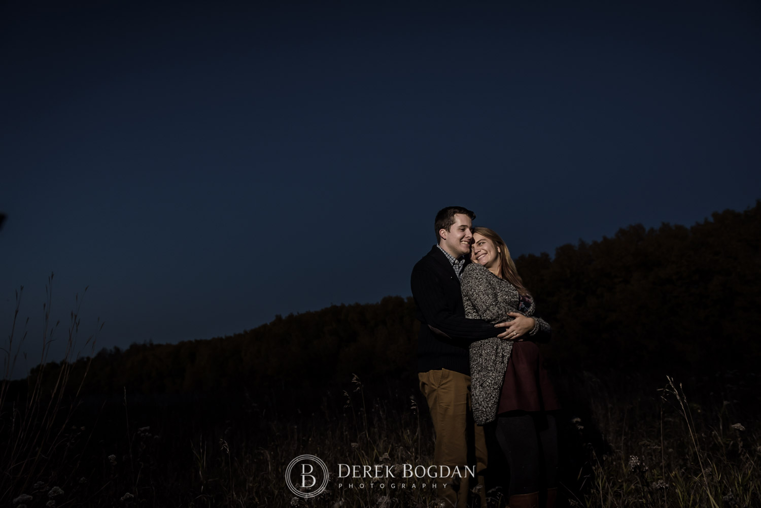 assiniboine forest fall engagement session night time portrait