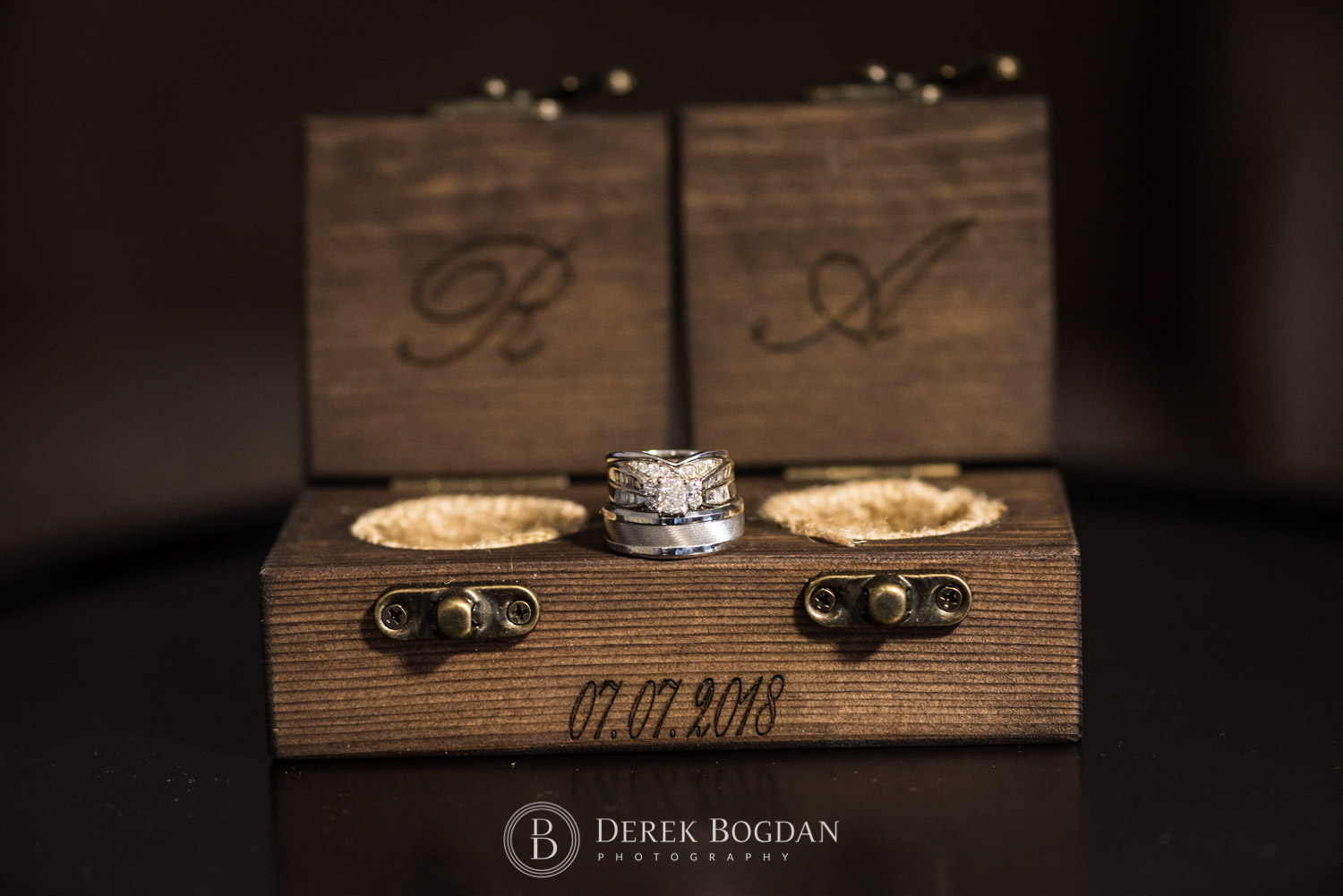 wedding rings on box