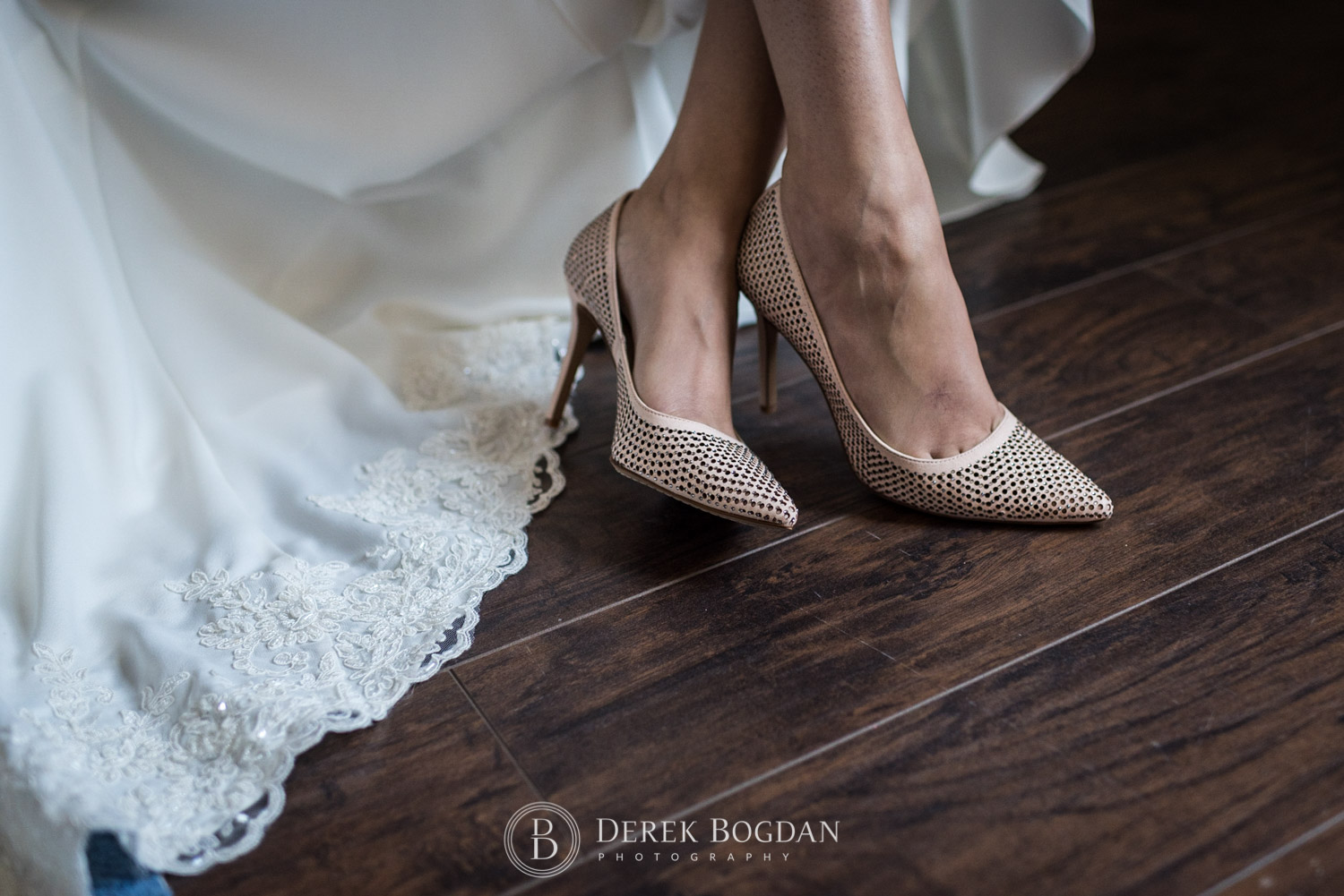 brides shoes on wedding day