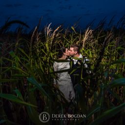 outdoor bride and groom portrait corn Manitoba wedding