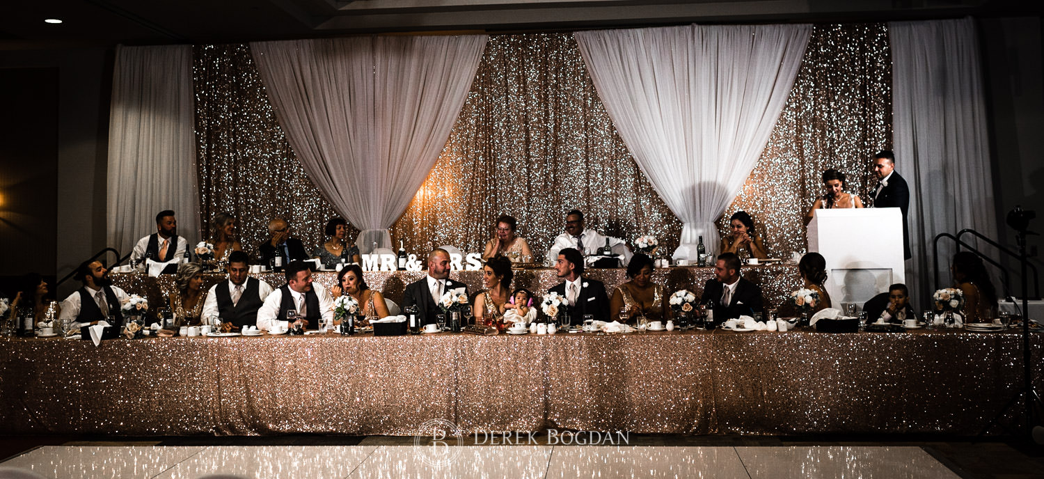 Viscount Gort Wedding head table reception Winnipeg wedding