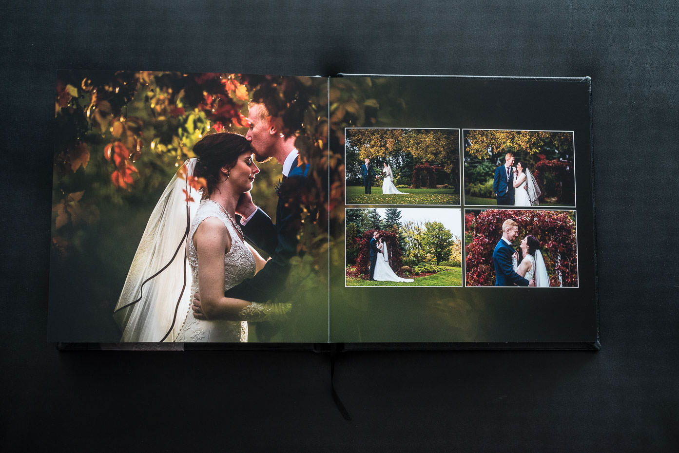 luxury heirloom wedding album spread