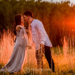 Winnipeg engagement photos at Assiniboine forest engaged couple in love sunset evening romance