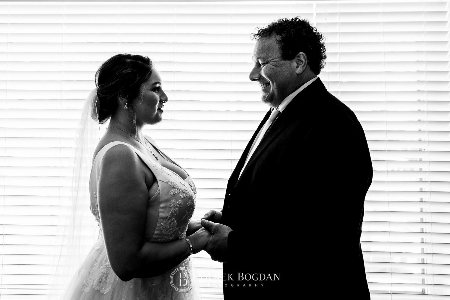 Bride and her dad wedding day getting ready